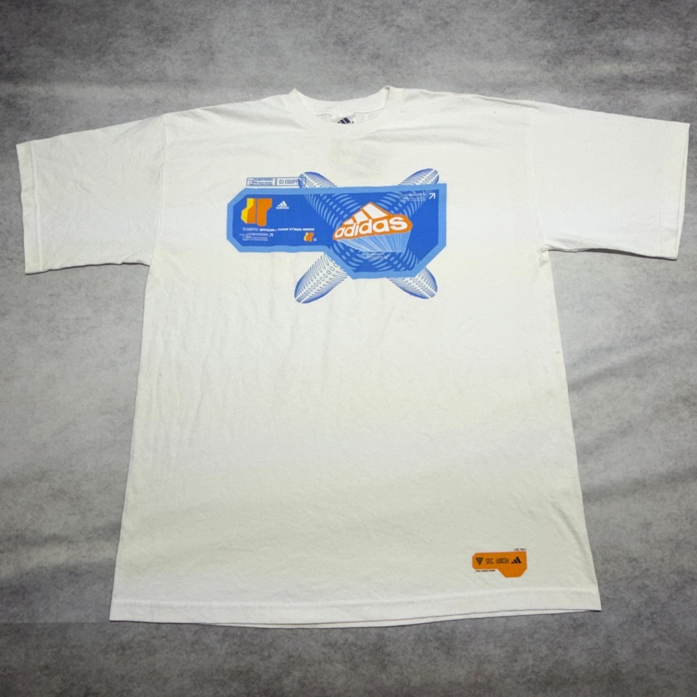NWT Vintage Adidas Equipment Graphic T-Shirt White‎ XL 1998 Y2K Streetwear Boxy